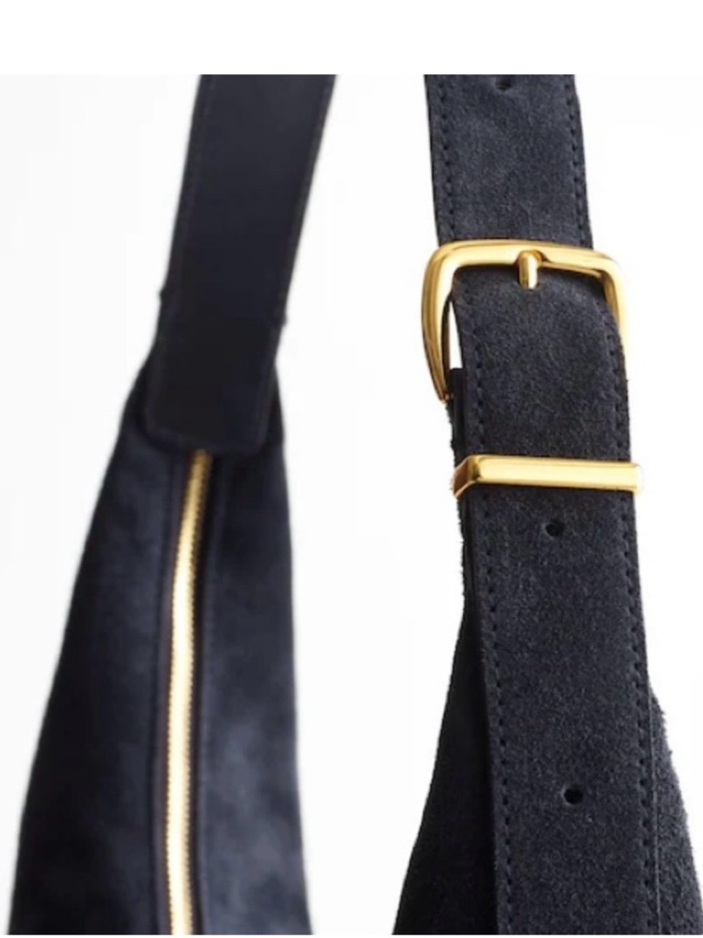 MADEWELL Dark Blue Suede Shoulder and cross body Bag with Gold Hardware - Picture 7 of 13